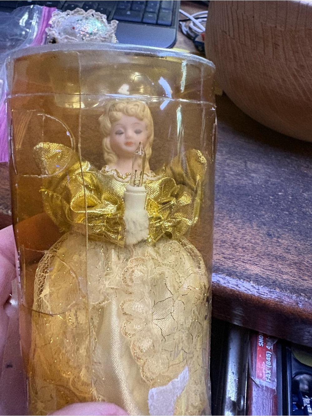 Gold Angel Tree Topper Doll - Decorative Home Accent-Ames